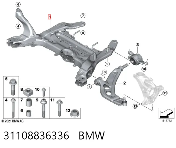 Подрамник передний 31108836336 BMW
