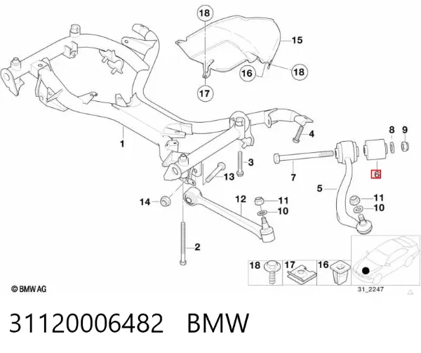 Сайлентблок переднего рычага 31120006482 BMW
