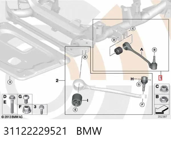 Рычаг передней подвески левый 31122229521 BMW