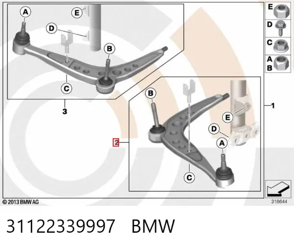 Рычаг передней подвески левый 31122339997 BMW