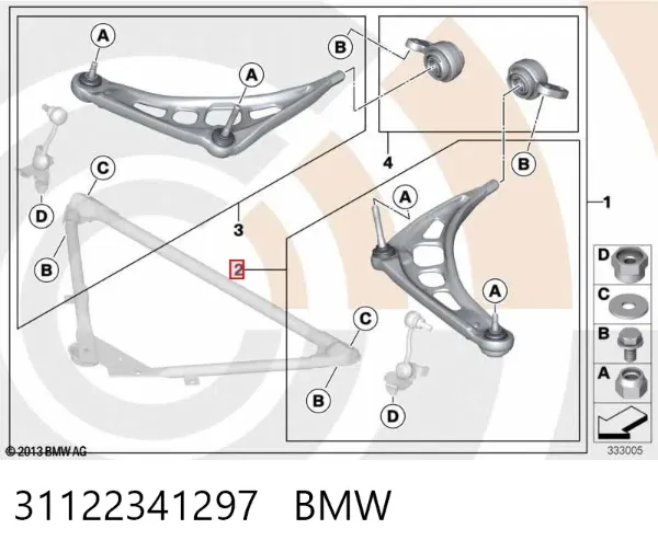 Рычаг передней подвески левый 31122341297 BMW