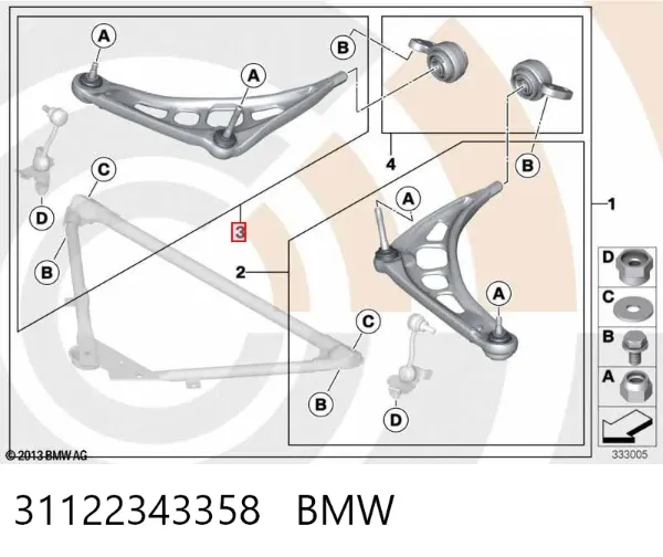 Нижний рычаг 31122343358 BMW