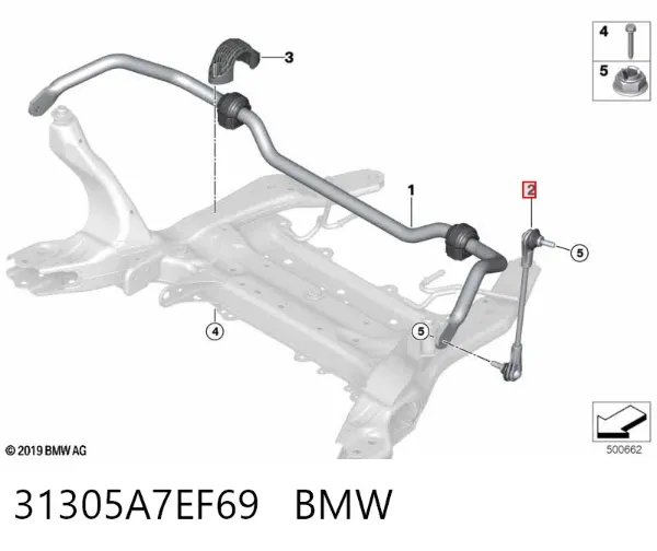 Стойка переднего стабилизатора 31305A7EF69 BMW