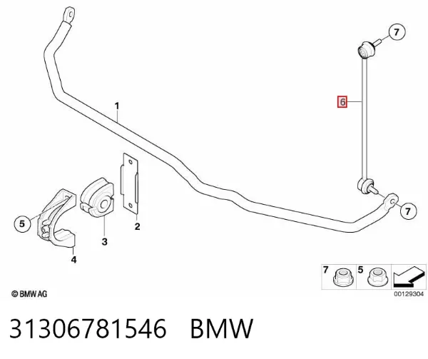 Стойка переднего стабилизатора правая 31306781546 BMW