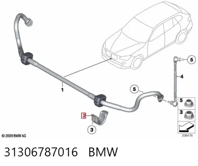 Хомут крепления втулки стабилизатора переднего BMW 31306787016