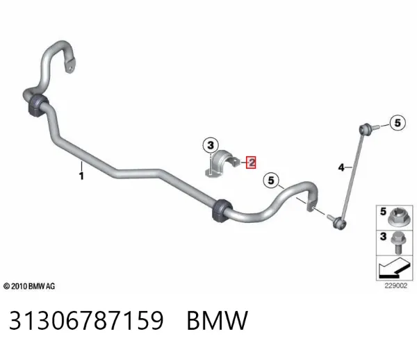 Хомут крепления втулки стабилизатора переднего 31306787159 BMW