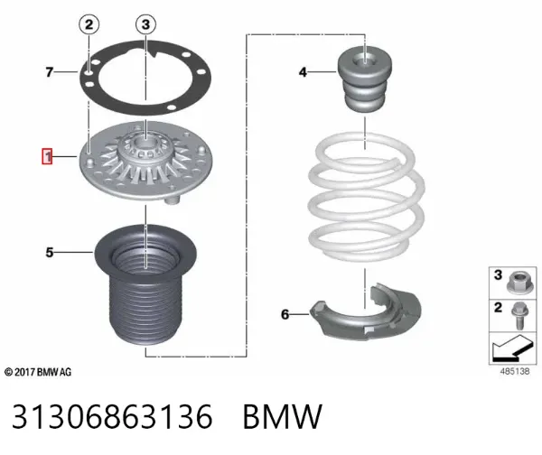 Опора амортизатора заднего 31306863136 BMW