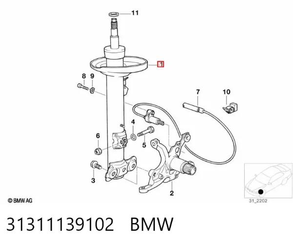Амортизатор передний правый 31311139102 BMW