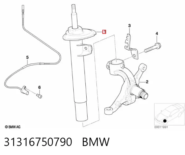 Амортизатор передний правый 31316750790 BMW