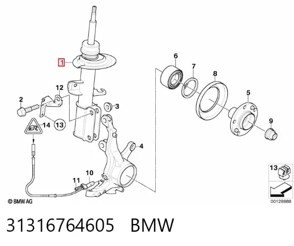 Амортизатор передний левый 31316764605 BMW