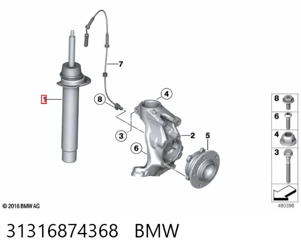Амортизатор передний 31316874368 BMW