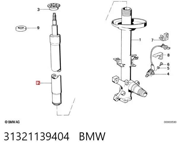 Амортизатор передний 31321139404 BMW