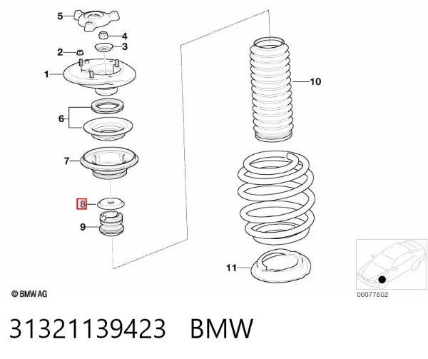 Опорный подшипник амортизатора 31321139423 BMW