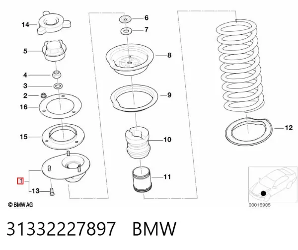 Опора амортизатора переднего левого 31332227897 BMW