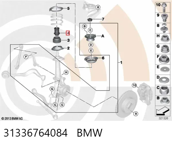 Буфер (отбойник) амортизатора переднего 31336764084 BMW