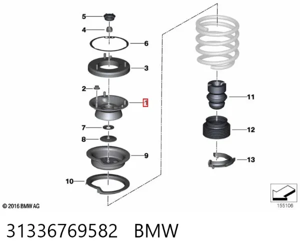 Опора переднего амортизатора 31336769582 BMW