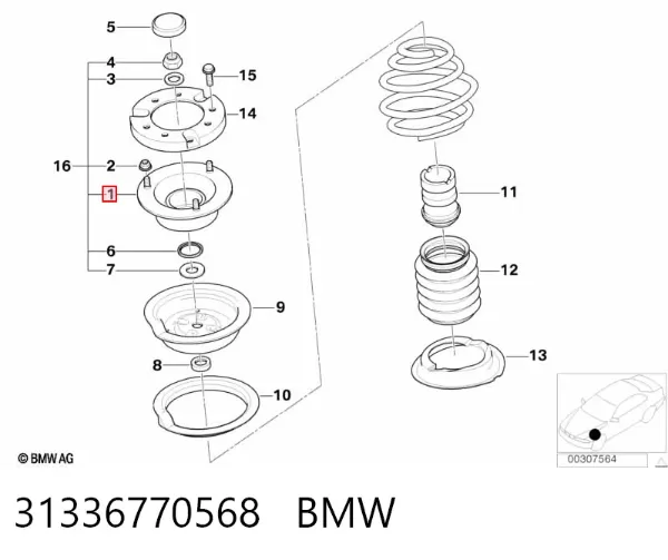 Опора переднего амортизатора 31336770568 BMW