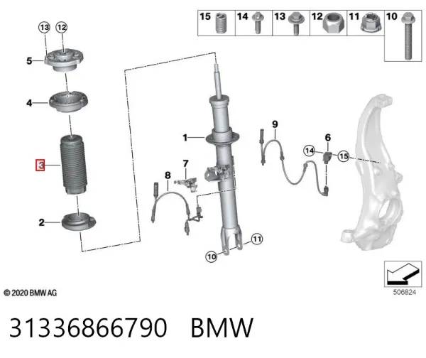 Буфер (отбойник) амортизатора переднего 31336866790 BMW