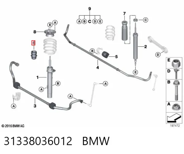 Буфер (отбойник) амортизатора переднего 31338036012 BMW