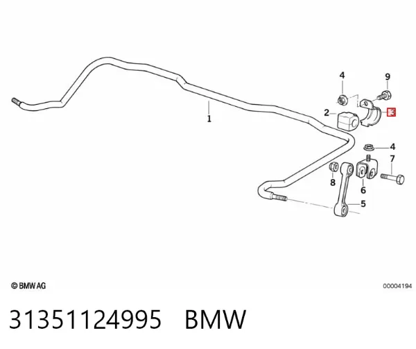 Хомут крепления втулки стабилизатора заднего 31351124995 BMW