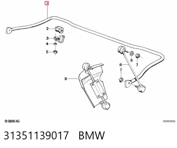 Передний стабилизатор BMW 5 E34