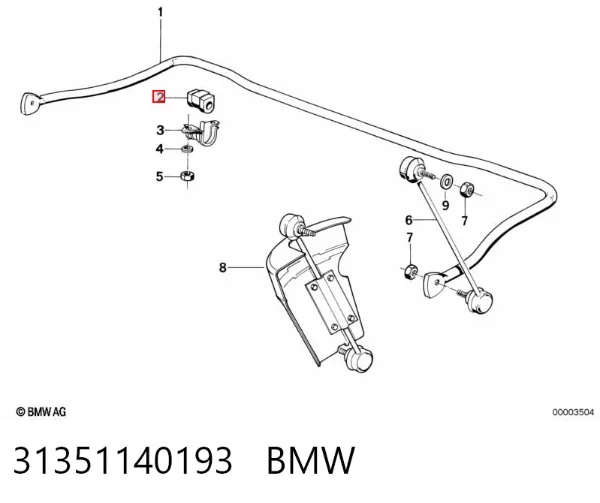 Втулка стабилизатора переднего 31351140193 BMW