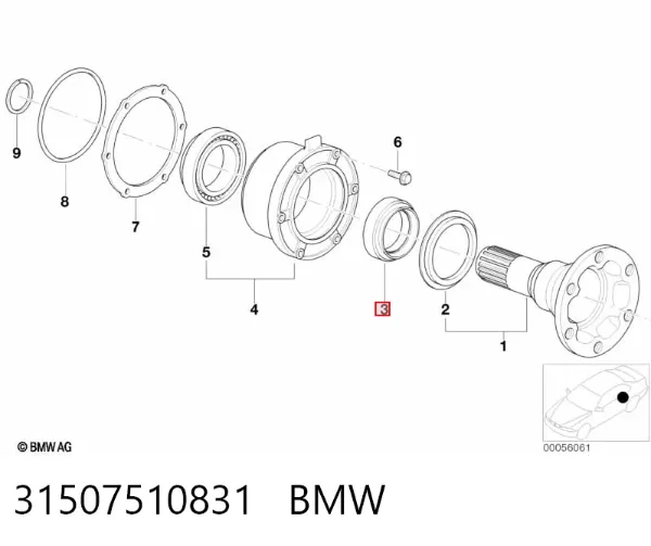 Сальник редуктора заднего моста 31507510831 BMW