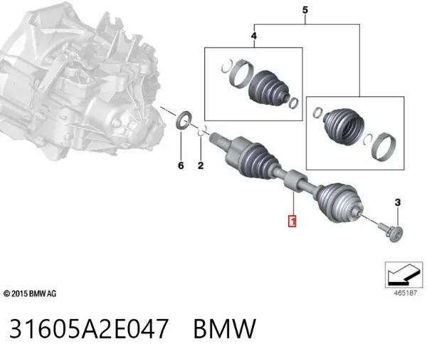 Левая полуось 31605A2E047 BMW
