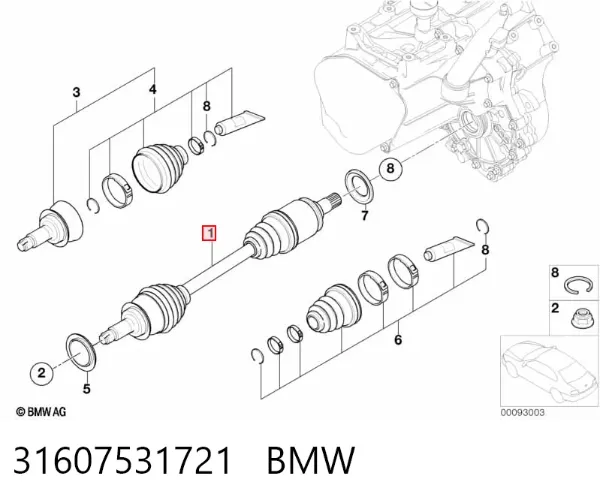 Левая полуось 31607531721 BMW
