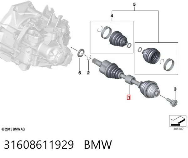 Левая полуось 31608611929 BMW