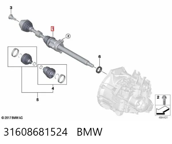 Правая полуось 31608681524 BMW