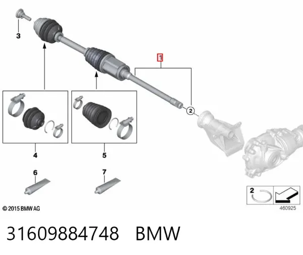 Правая полуось 31609884748 BMW