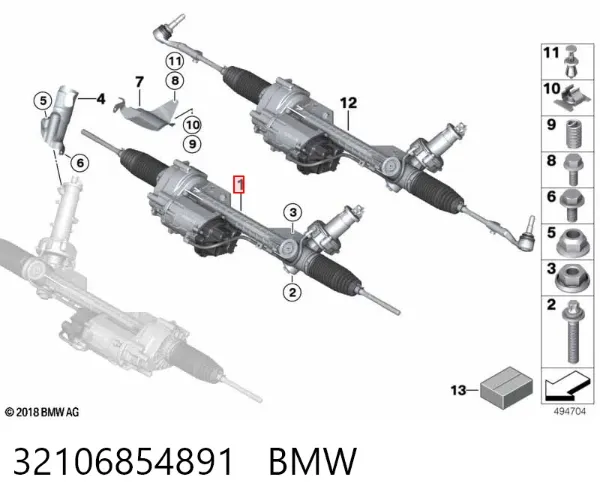 Рулевая рейка 32106854891 BMW