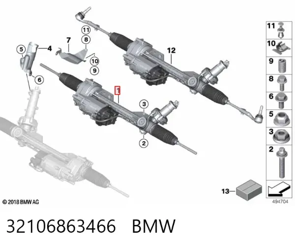 Рулевая рейка 32106863466 BMW