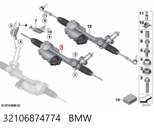 Рулевая рейка 32106874774 BMW