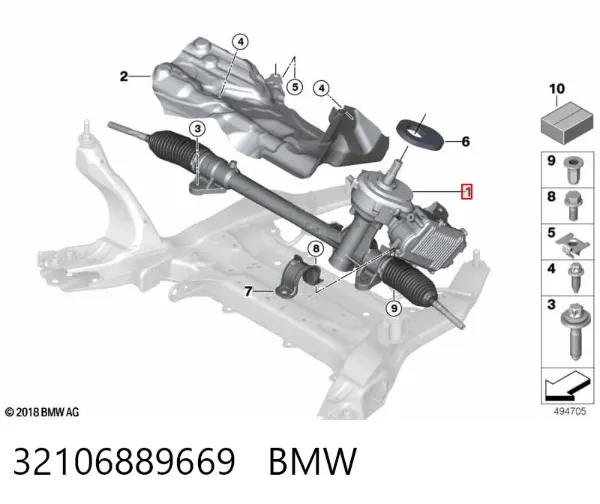 Рулевая рейка 32106889669 BMW