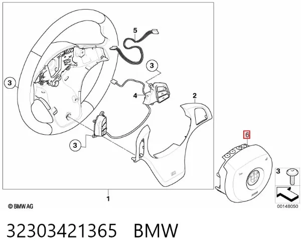 Подушка безопасности водителя 32303421365 BMW