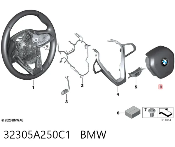 Подушка безопасности водителя 32305A250C1 BMW