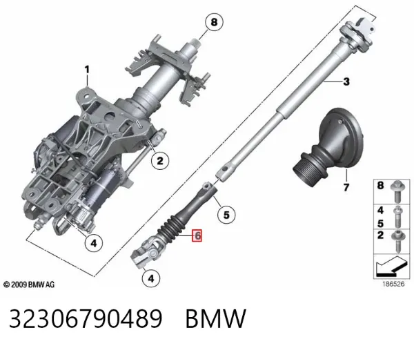 Кардан вала рулевой колонки нижний 32306790489 BMW