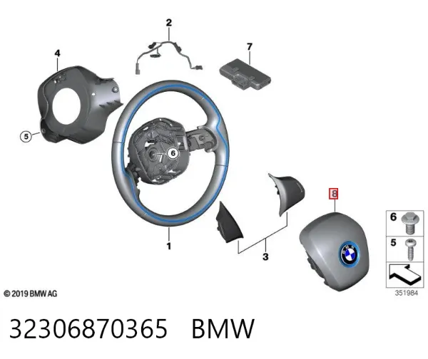 Подушка безопасности водителя 32306870365 BMW