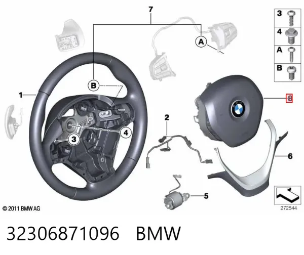 Подушка безопасности водителя 32306871096 BMW