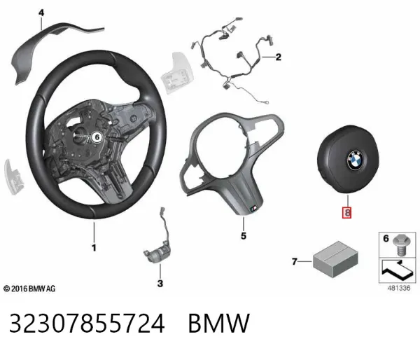 Подушка безопасности водителя 32307855724 BMW