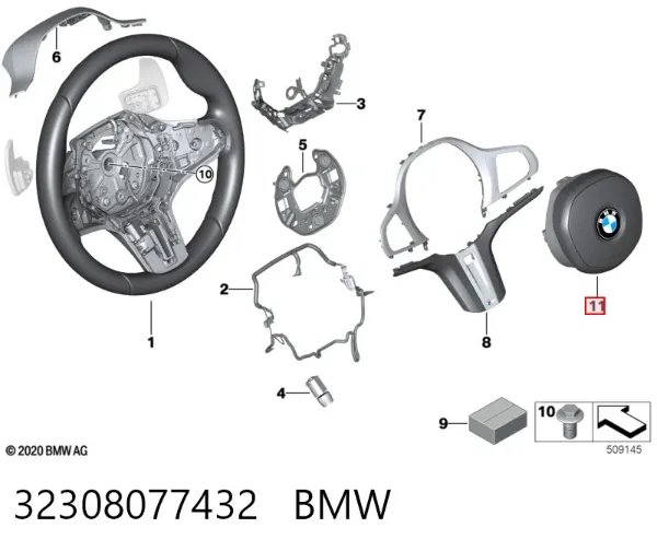 Подушка безопасности водителя 32308077432 BMW
