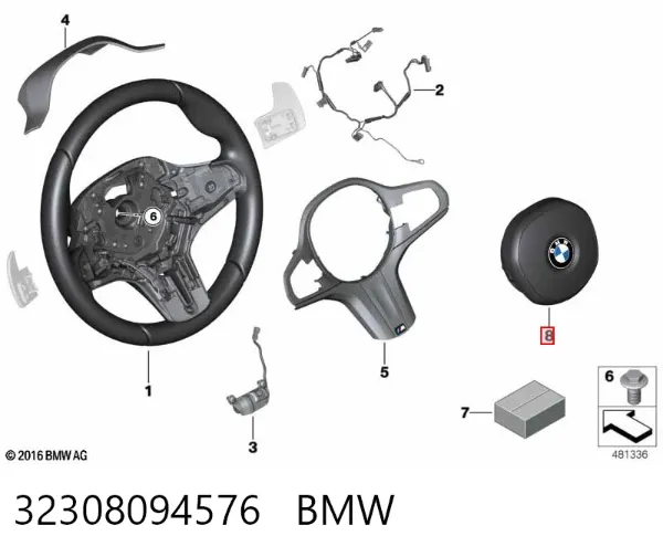 Подушка безопасности водителя 32308094576 BMW