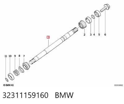 Вал рулевой колонки верхний BMW 32311159160
