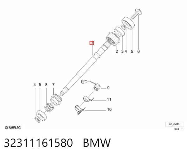 Верхний вал рулевой колонки 32311161580 BMW