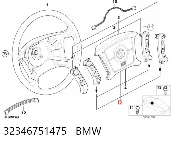 Подушка безопасности водителя 32346751475 BMW