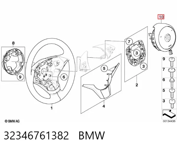 Подушка безопасности водителя 32346761382 BMW