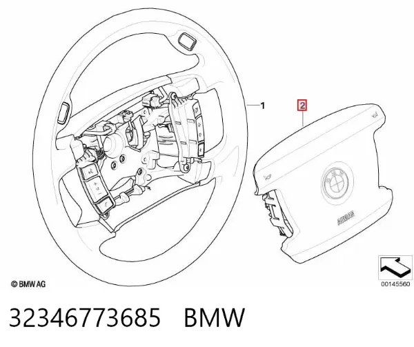 Подушка безопасности водителя 32346773685 BMW