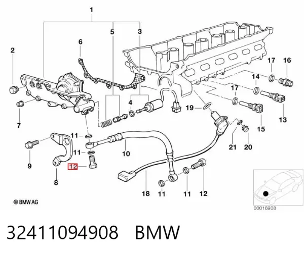 Болт трубки турбины подачи масла 32411094908 BMW
